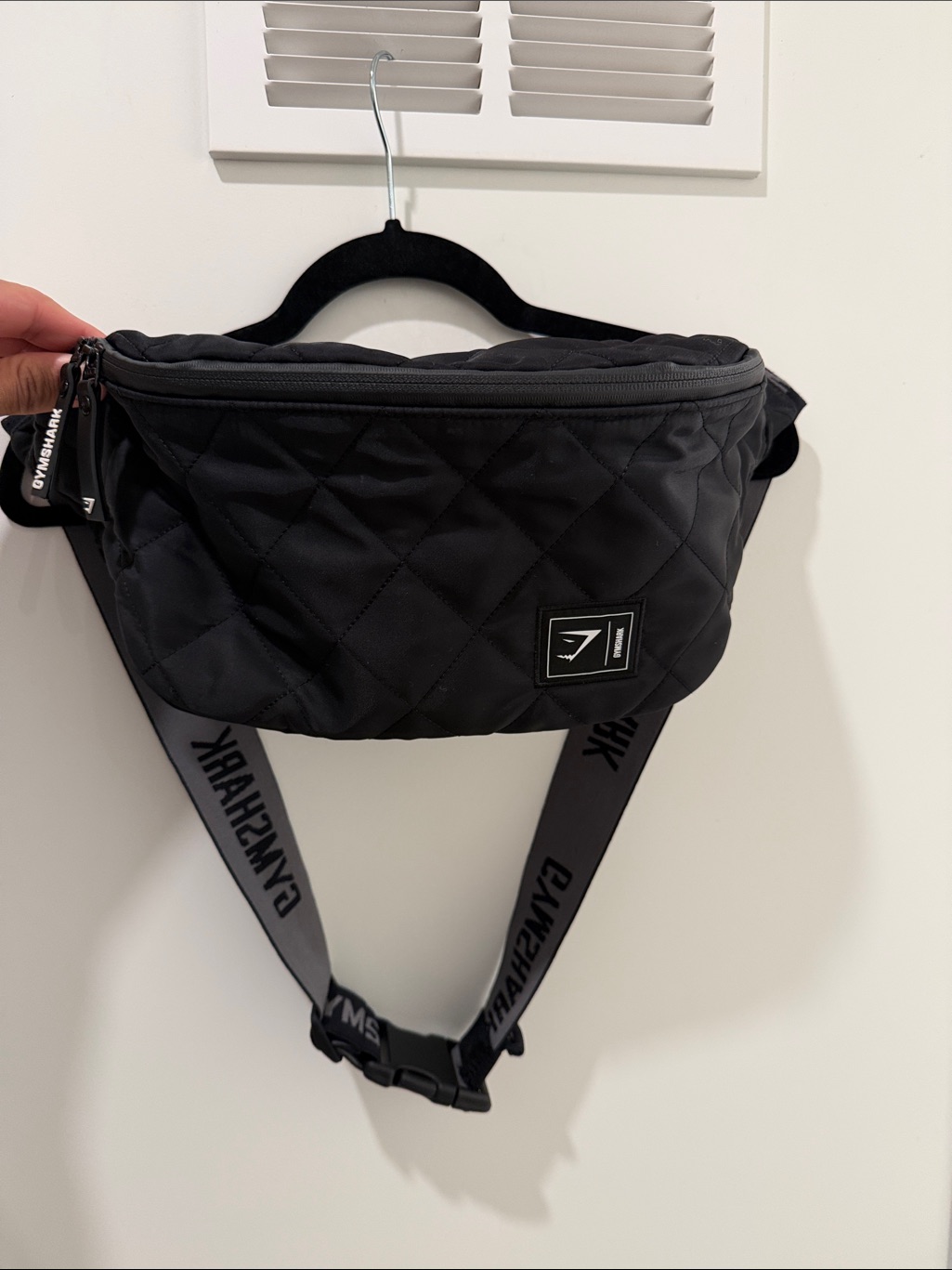 Gymshark Black Quilted Belt Bag With Branded Strap